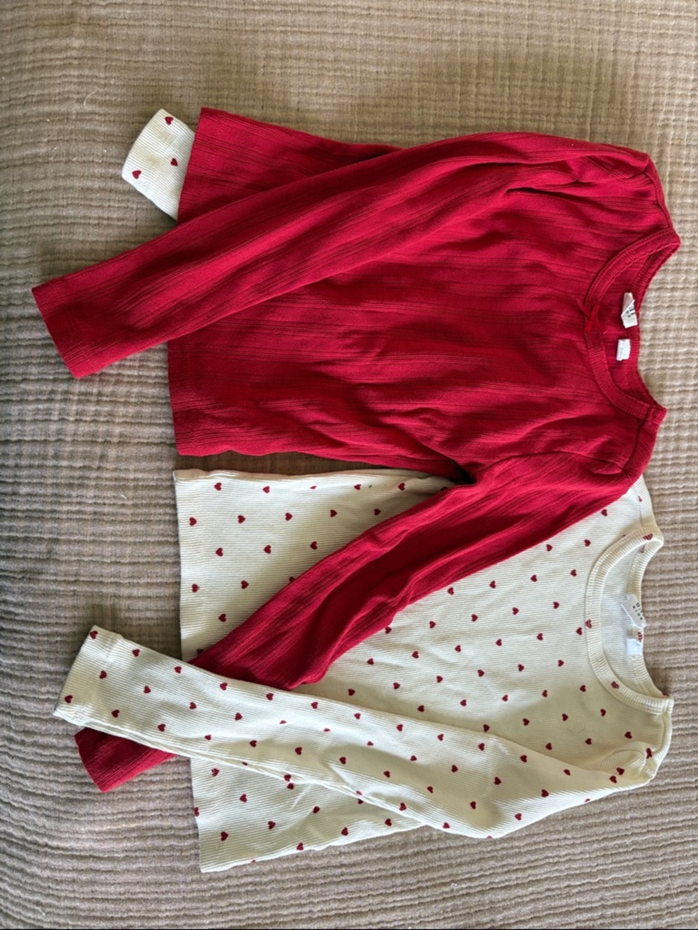 Gap girls Red Ribbed Sweater + Ivory Heart Knit Top - Twin Set